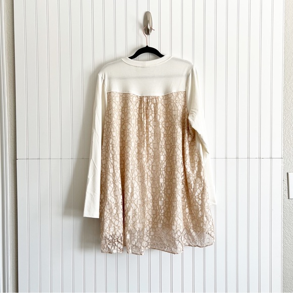 LOGO Lounge by Lori Goldstein 1X Zip Front Cardigan with Lace Back - Picture 3 of 4